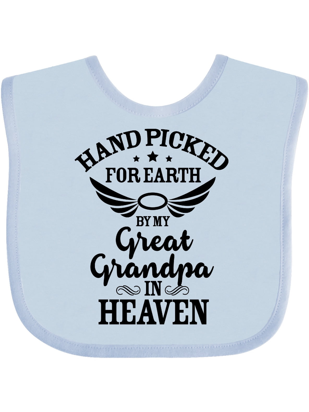 Handpicked For Earth By My Great Grandpa In Heaven Baby Bib - Angel Wings Design