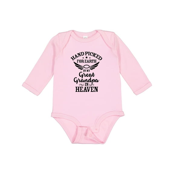 Inktastic Handpicked for Earth by My Great Grandpa in Heaven Boys or Girls Long Sleeve Baby Bodysuit
