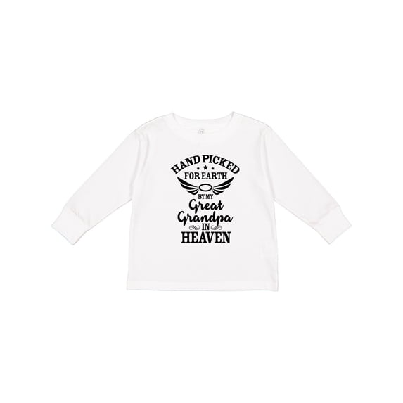 Inktastic Handpicked for Earth by My Great Grandpa in Heaven Boys or Girls Long Sleeve Toddler T-Shirt