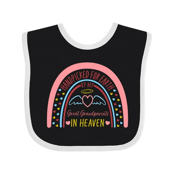 Inktastic Handpicked for Earth by My Great Grandparents in Heaven Rainbow Boys or Girls Baby Bib