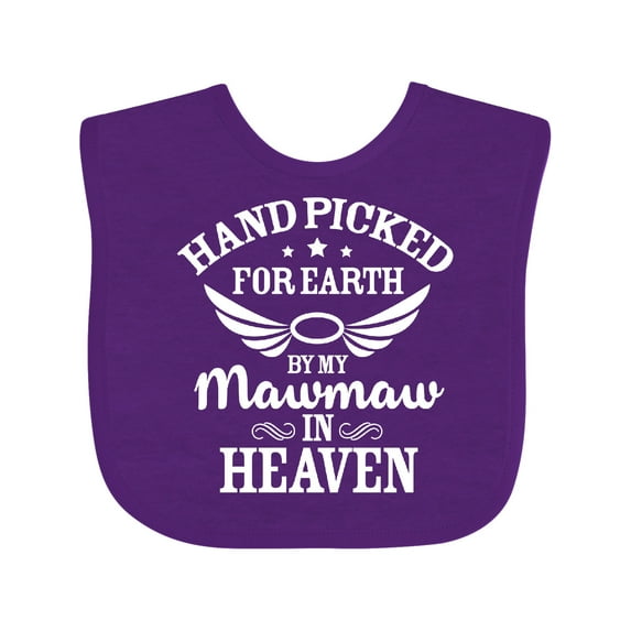 Inktastic Handpicked for Earth by My Mawmaw in Heaven with Angel Wings Boys or Girls Baby Bib