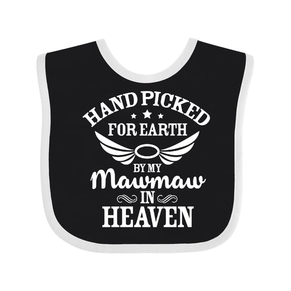 Inktastic Handpicked for Earth by My Mawmaw in Heaven with Angel Wings Boys or Girls Baby Bib