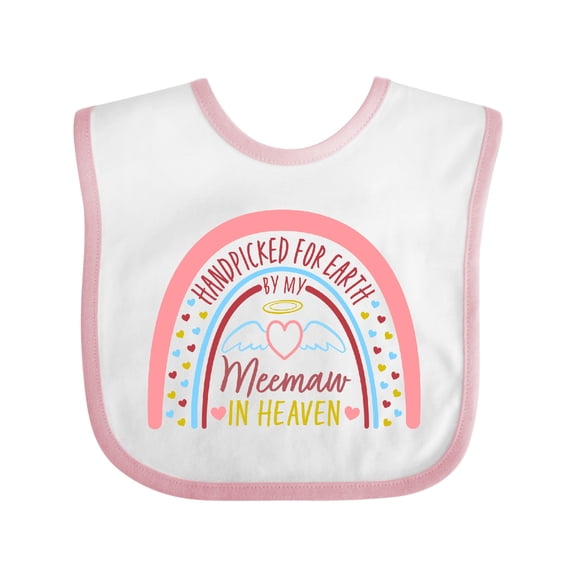 Inktastic Handpicked for Earth by My Meemaw in Heaven Rainbow Boys or Girls Baby Bib