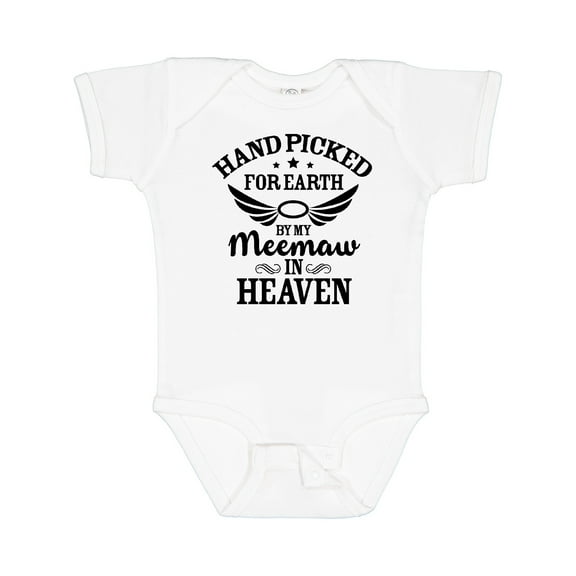 Inktastic Handpicked for Earth by My Meemaw in Heaven with Angel Wings Boys or Girls Baby Bodysuit