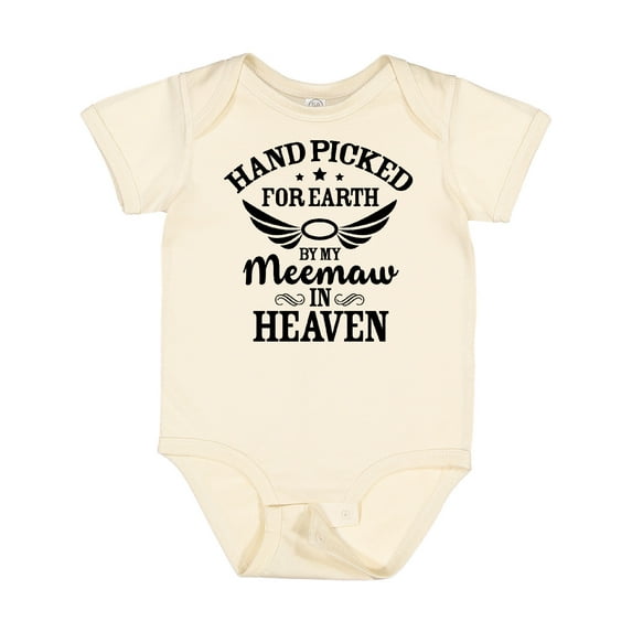 Inktastic Handpicked for Earth by My Meemaw in Heaven with Angel Wings Boys or Girls Baby Bodysuit