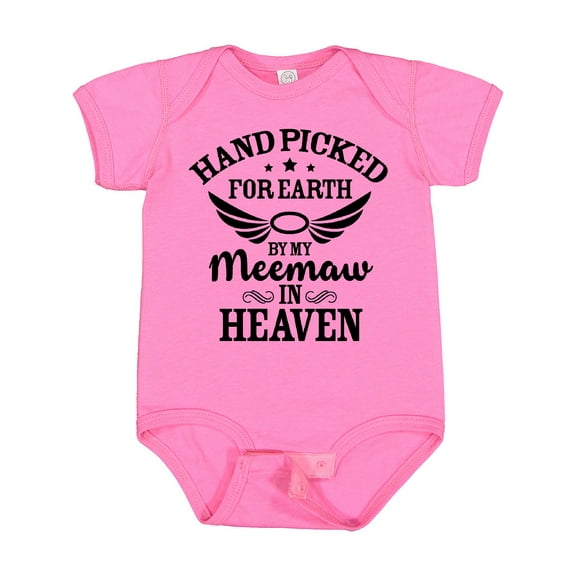Inktastic Handpicked for Earth by My Meemaw in Heaven with Angel Wings Boys or Girls Baby Bodysuit