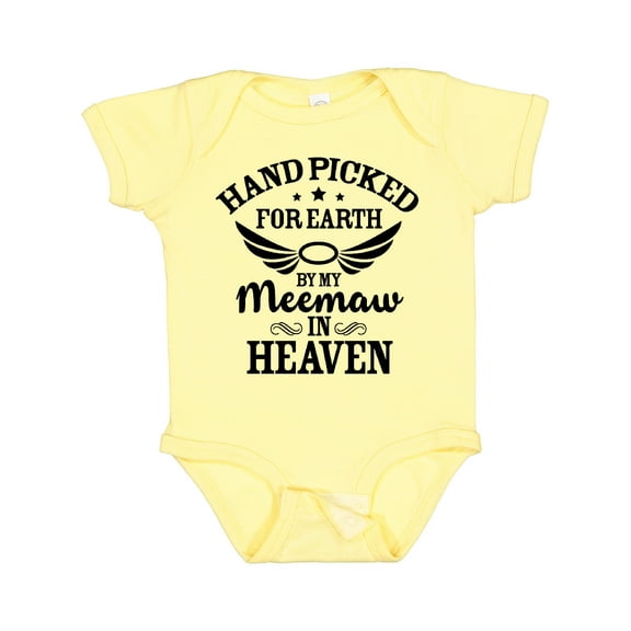 Inktastic Handpicked for Earth by My Meemaw in Heaven with Angel Wings Boys or Girls Baby Bodysuit
