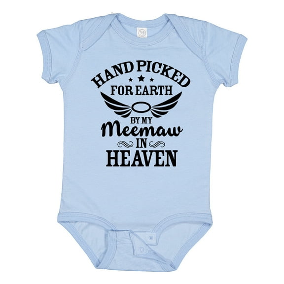 Inktastic Handpicked for Earth by My Meemaw in Heaven with Angel Wings Boys or Girls Baby Bodysuit
