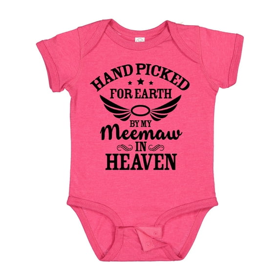 Inktastic Handpicked for Earth by My Meemaw in Heaven with Angel Wings Boys or Girls Baby Bodysuit