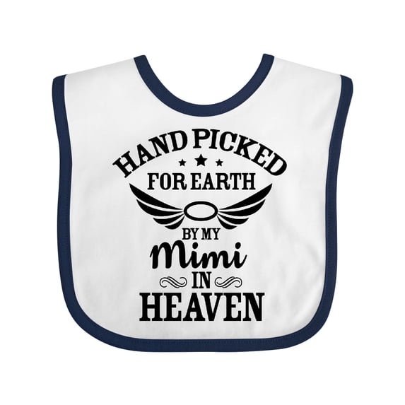 Inktastic Handpicked for Earth by My Mimi in Heaven with Angel Wings Boys or Girls Baby Bib