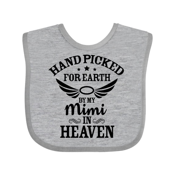 Inktastic Handpicked for Earth by My Mimi in Heaven with Angel Wings Boys or Girls Baby Bib