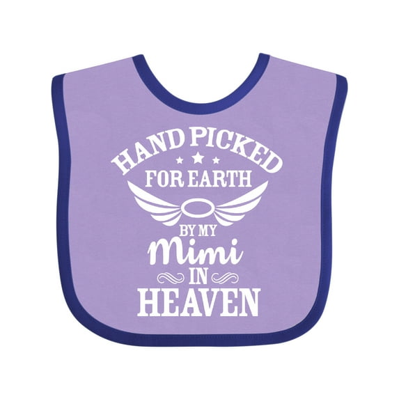 Inktastic Handpicked for Earth by My Mimi in Heaven with Angel Wings Boys or Girls Baby Bib