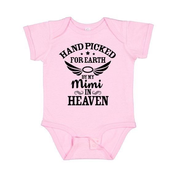 Inktastic Handpicked for Earth by My Mimi in Heaven with Angel Wings Boys or Girls Baby Bodysuit