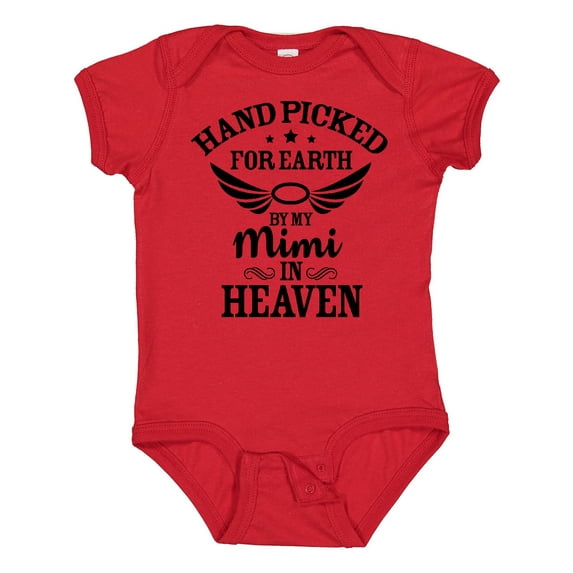 Inktastic Handpicked for Earth by My Mimi in Heaven with Angel Wings Boys or Girls Baby Bodysuit