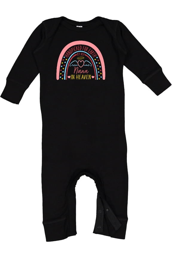 Handpicked for Earth by My Nana in Heaven Rainbow Baby Romper Coveralls