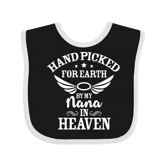 Inktastic Handpicked for Earth by My Nana in Heaven with Angel Wings Boys or Girls Baby Bib