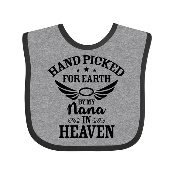 Inktastic Handpicked for Earth by My Nana in Heaven with Angel Wings Boys or Girls Baby Bib