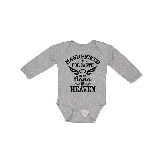 Inktastic Handpicked for Earth by My Nana in Heaven with Angel Wings Boys or Girls Long Sleeve Baby Bodysuit