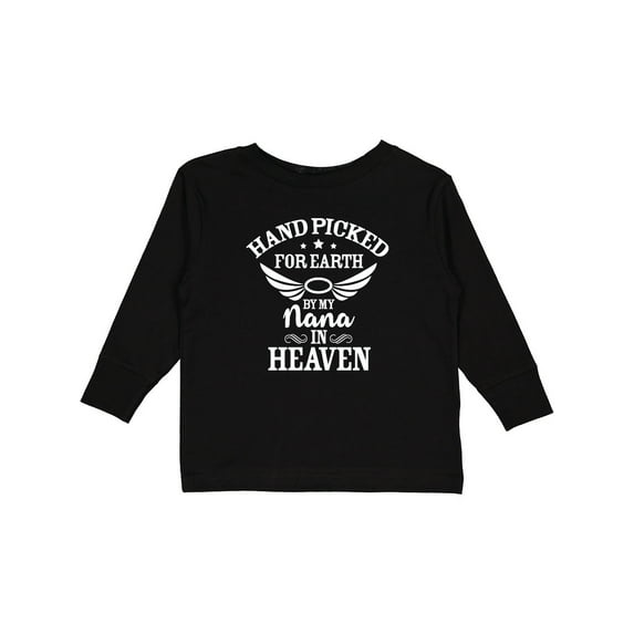 Inktastic Handpicked for Earth by My Nana in Heaven with Angel Wings Boys or Girls Long Sleeve Toddler T-Shirt