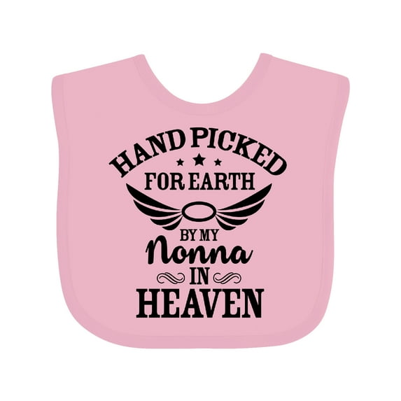 Inktastic Handpicked for Earth by My Nonna in Heaven with Angel Wings Boys or Girls Baby Bib