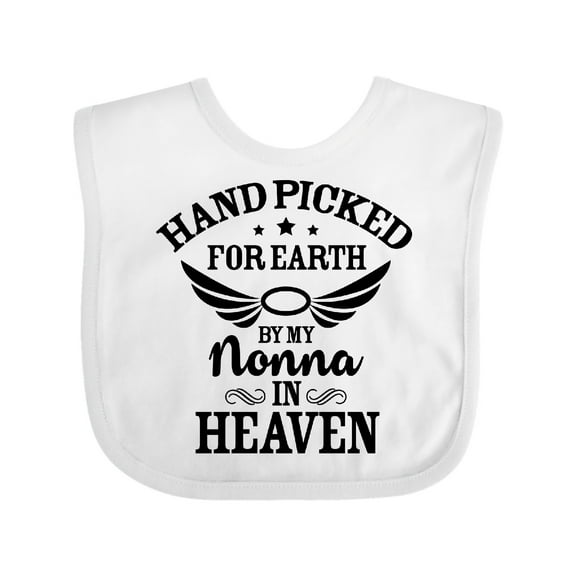 Inktastic Handpicked for Earth by My Nonna in Heaven with Angel Wings Boys or Girls Baby Bib