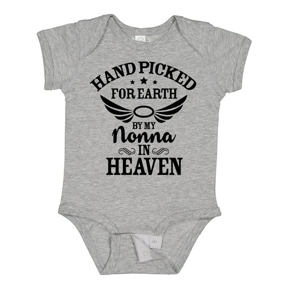 Inktastic Handpicked for Earth by My Nonna in Heaven with Angel Wings Boys or Girls Baby Bodysuit