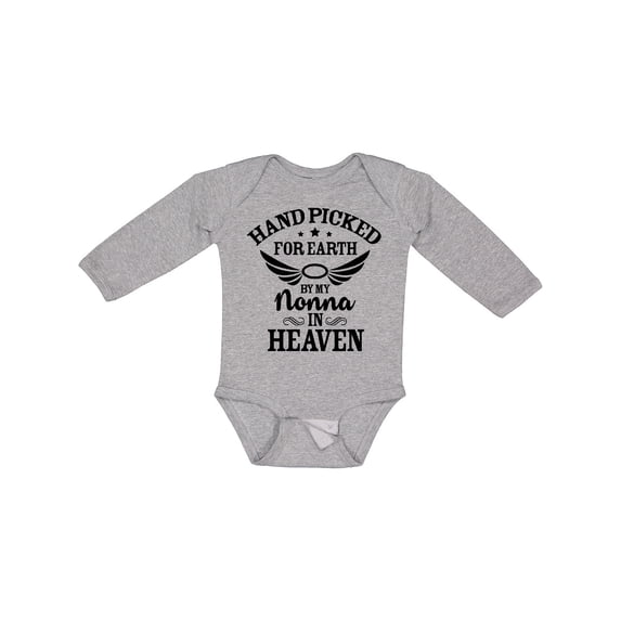 Inktastic Handpicked for Earth by My Nonna in Heaven with Angel Wings Boys or Girls Long Sleeve Baby Bodysuit