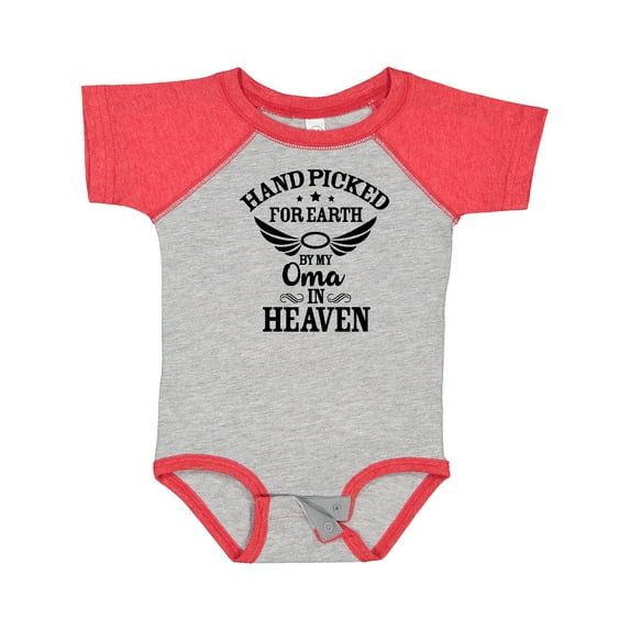 Inktastic Handpicked for Earth by My Oma in Heaven with Angel Wings Boys or Girls Baby Bodysuit