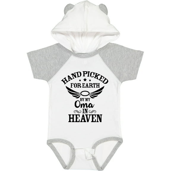 Inktastic Handpicked for Earth by My Oma in Heaven with Angel Wings Boys or Girls Baby Bodysuit