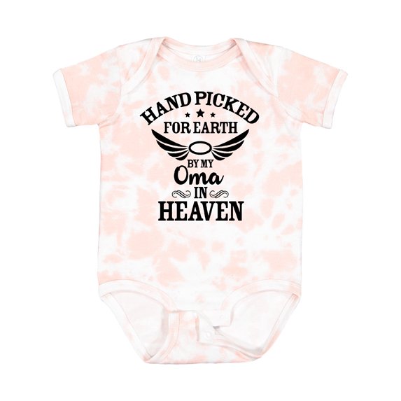 Inktastic Handpicked for Earth by My Oma in Heaven with Angel Wings Boys or Girls Baby Bodysuit