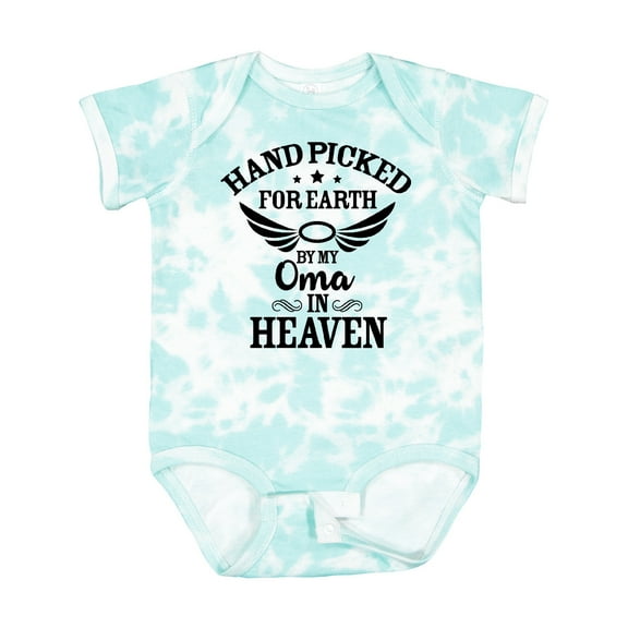 Inktastic Handpicked for Earth by My Oma in Heaven with Angel Wings Boys or Girls Baby Bodysuit