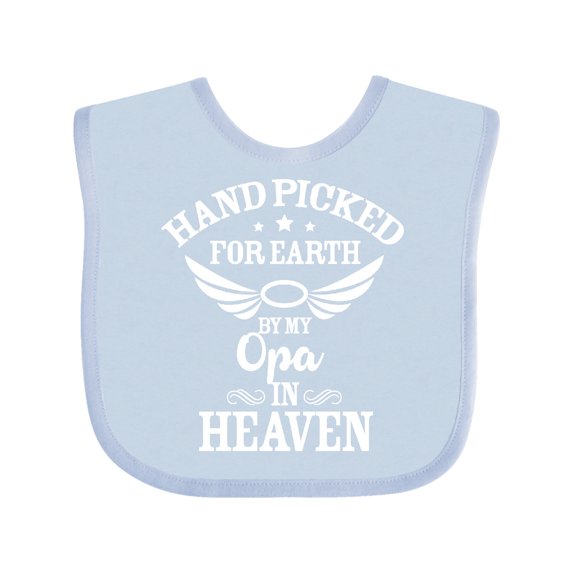 Inktastic Handpicked for Earth by My Opa in Heaven with Angel Wings Boys or Girls Baby Bib