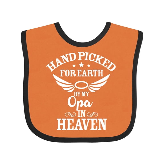 Inktastic Handpicked for Earth by My Opa in Heaven with Angel Wings Boys or Girls Baby Bib