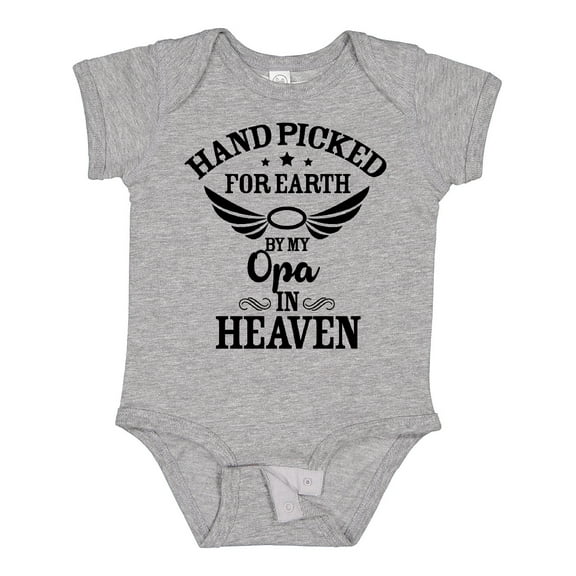 Inktastic Handpicked for Earth by My Opa in Heaven with Angel Wings Boys or Girls Baby Bodysuit