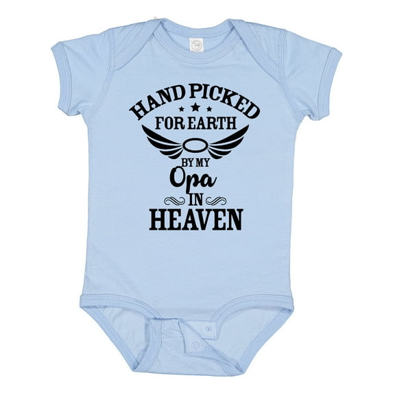 Inktastic Handpicked for Earth by My Opa in Heaven with Angel Wings Boys or Girls Baby Bodysuit