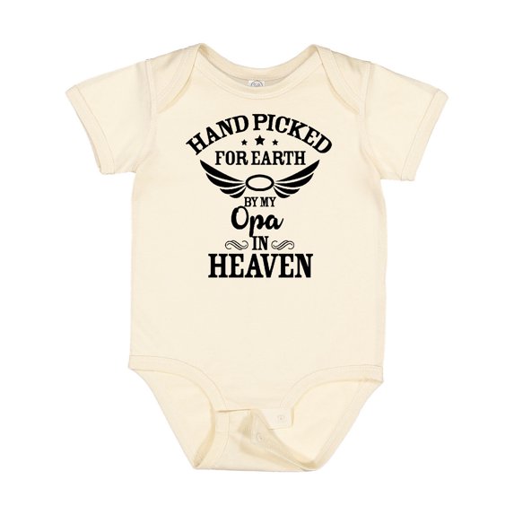 Inktastic Handpicked for Earth by My Opa in Heaven with Angel Wings Boys or Girls Baby Bodysuit
