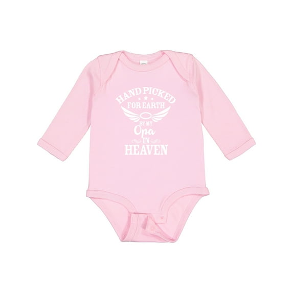 Inktastic Handpicked for Earth by My Opa in Heaven with Angel Wings Boys or Girls Long Sleeve Baby Bodysuit