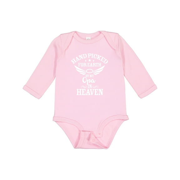 Inktastic Handpicked for Earth by My Opa in Heaven with Angel Wings Boys or Girls Long Sleeve Baby Bodysuit