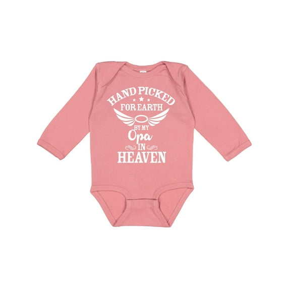 Inktastic Handpicked for Earth by My Opa in Heaven with Angel Wings Boys or Girls Long Sleeve Baby Bodysuit