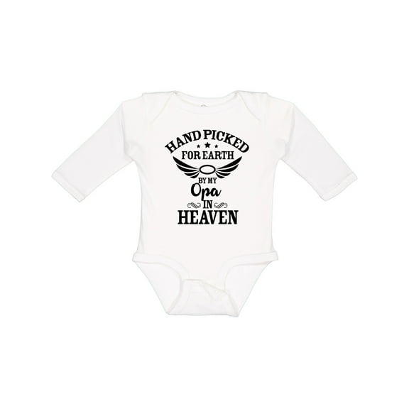Inktastic Handpicked for Earth by My Opa in Heaven with Angel Wings Boys or Girls Long Sleeve Baby Bodysuit