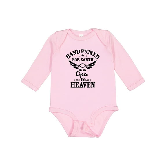 Inktastic Handpicked for Earth by My Opa in Heaven with Angel Wings Boys or Girls Long Sleeve Baby Bodysuit