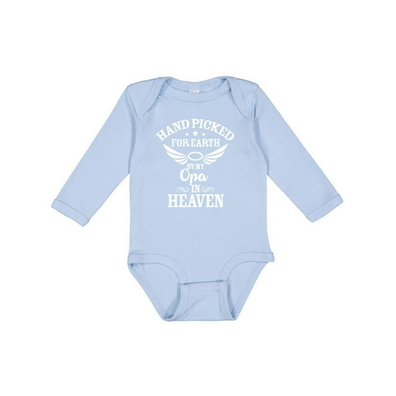 Inktastic Handpicked for Earth by My Opa in Heaven with Angel Wings Boys or Girls Long Sleeve Baby Bodysuit