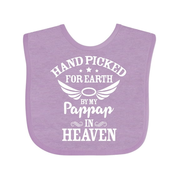 Inktastic Handpicked for Earth by My Pappap in Heaven with Angel Wings Boys or Girls Baby Bib