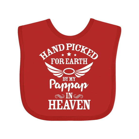 Inktastic Handpicked for Earth by My Pappap in Heaven with Angel Wings Boys or Girls Baby Bib