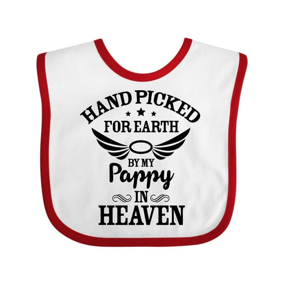 Inktastic Handpicked for Earth by My Pappy in Heaven with Angel Wings Boys or Girls Baby Bib