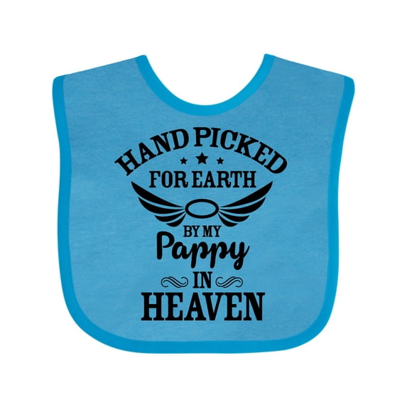 Inktastic Handpicked for Earth by My Pappy in Heaven with Angel Wings Boys or Girls Baby Bib