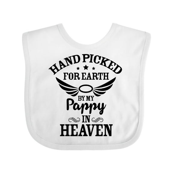 Inktastic Handpicked for Earth by My Pappy in Heaven with Angel Wings Boys or Girls Baby Bib