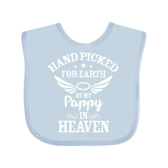 Inktastic Handpicked for Earth by My Pappy in Heaven with Angel Wings Boys or Girls Baby Bib