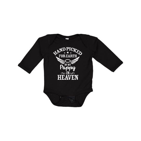 Inktastic Handpicked for Earth by My Pappy in Heaven with Angel Wings Boys or Girls Long Sleeve Baby Bodysuit