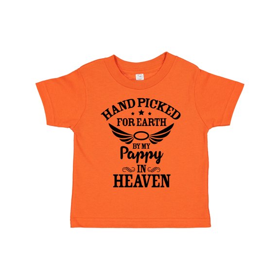 Inktastic Handpicked for Earth by My Pappy in Heaven with Angel Wings Boys or Girls Toddler T-Shirt